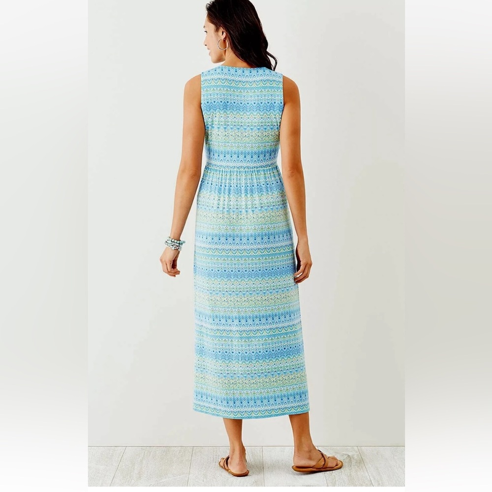 J. Jill Knit Sleeveless Midi/Maxi Dress Resortwear Coastal Travel Beach Boho NWT - Picture 2 of 9